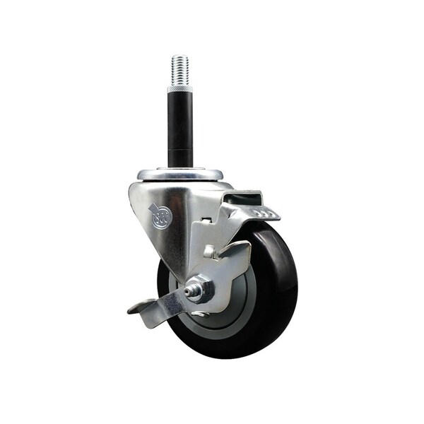 3.5'' Black Poly Swivel 3/4'' Expanding Stem Caster with Brake